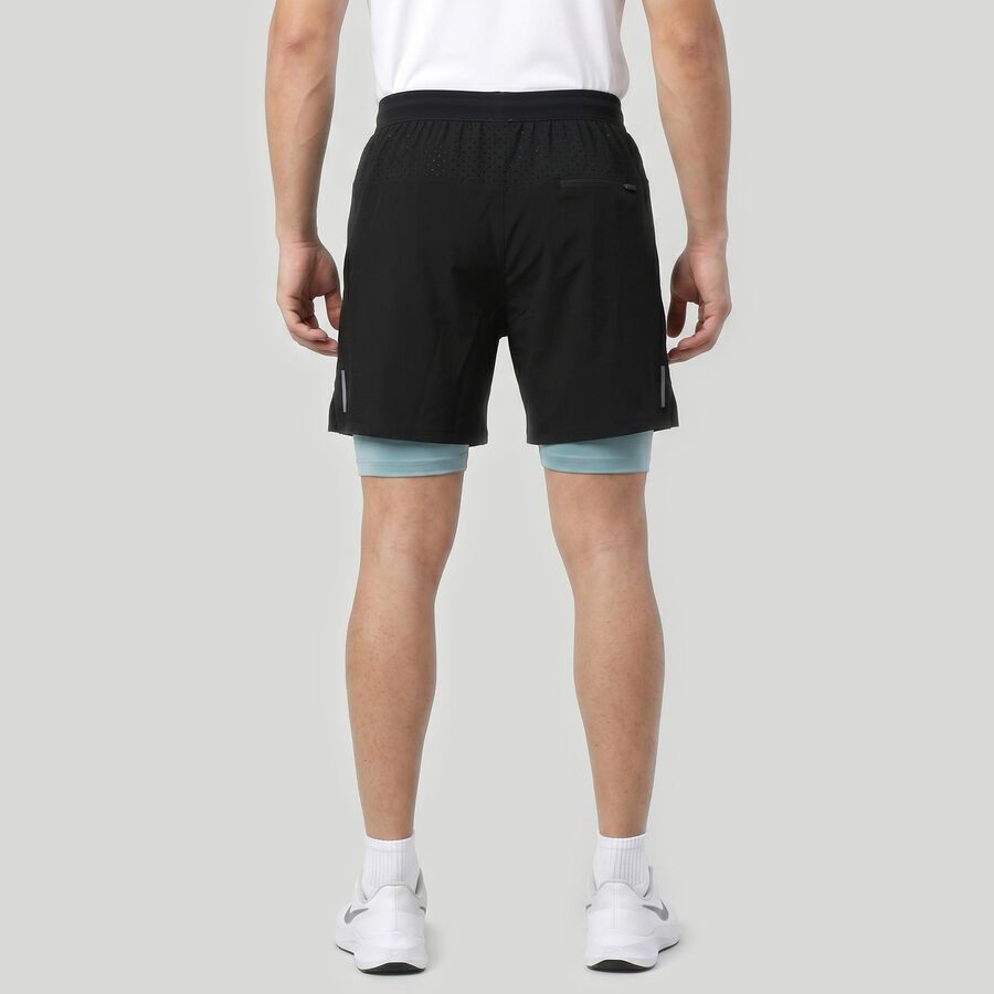 Men's Black Regular Fit 2-in-1 Sports Shorts, Black, large