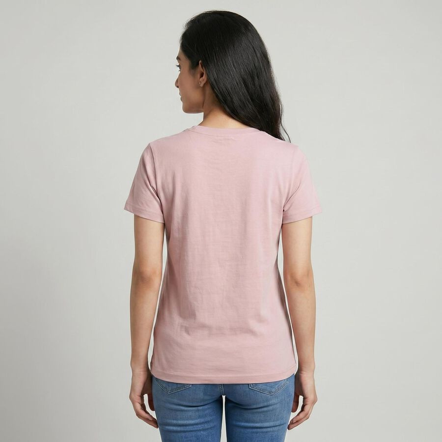 Women's Lilac Round Neck Regular T-Shirt, लाइलेक, large