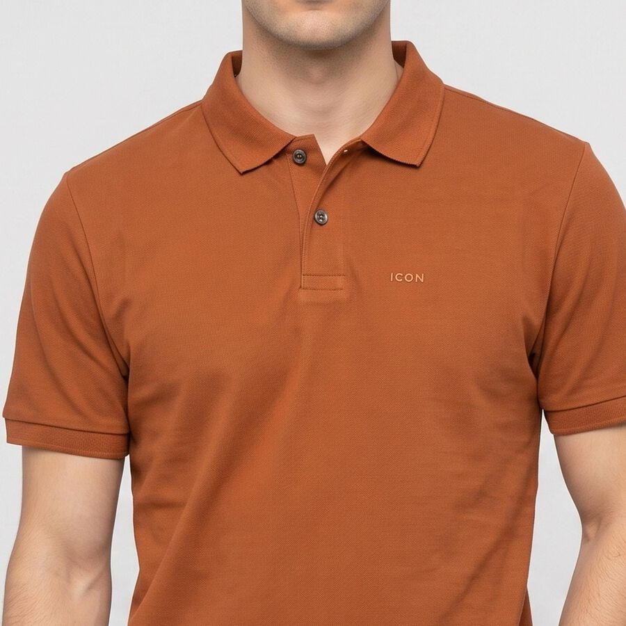 Men Brown Polo Neck Polo T-Shirt, भूरा, large
