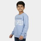 Boys Light Blue Crew Neck Graphic Sweatshirt, मध्यम नीला, small image number null