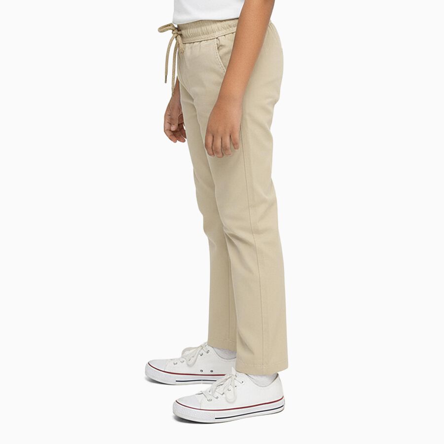 Boys Light Beige Regular Fit Elastic Waist Cotton Trousers, गहरा पीला, large image number null