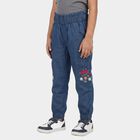 Girls Blue Jogger Fit Embroidered Cargo Jeans, मध्यम नीला, small