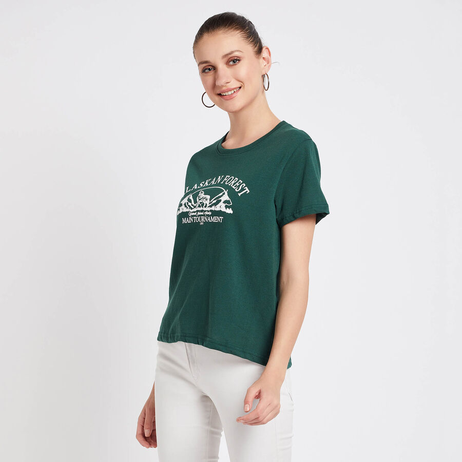 Round Neck T-Shirt, Olive, large image number null