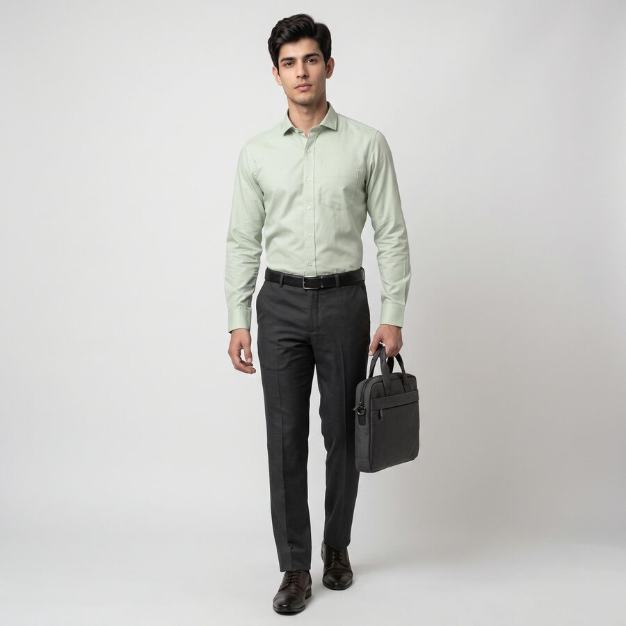Men's Mint Green Regular Fit Formal Shirt, Light Green, large