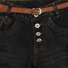 Girls Black Straight Fit Button Fly Jeans, काला, small