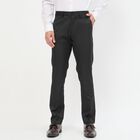 Men's Deep Midnight Black Slim Fit Flat-Front Formal Trousers, Black, small
