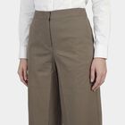 Women's Olive Wide-Leg High-Waist Formal Trousers, Olive, small