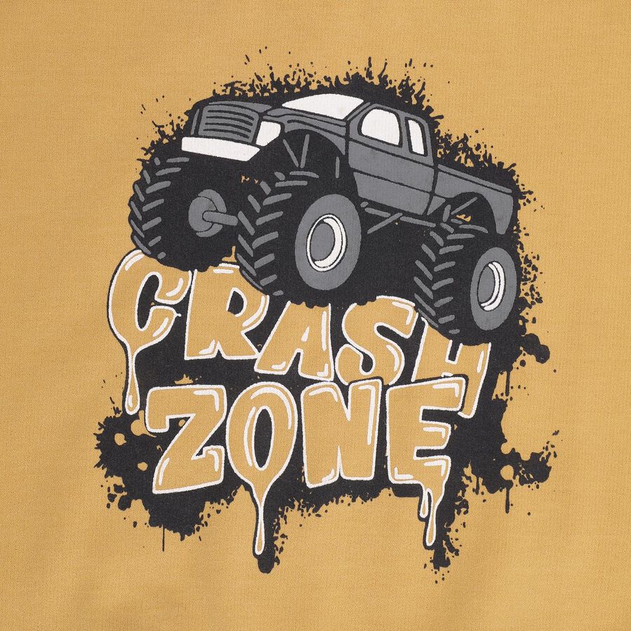 Boys Bright Mustard Yellow Round Neck Casual Sweatshirt, पीला, large image number null