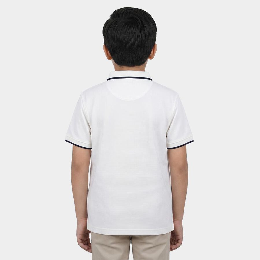 Boys White Polo Neck Polo Boys T-Shirt, ऑफ व्हाइट, large