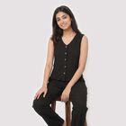 Women's Brown Solid Co-ord Set, भूरा, small