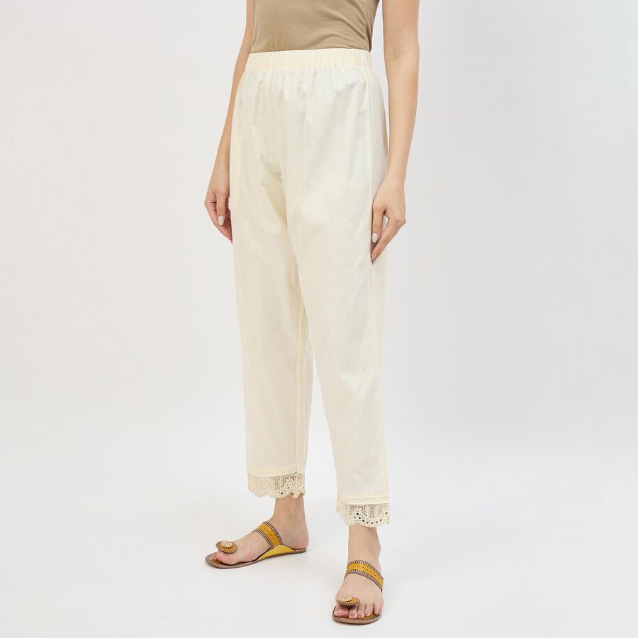 Women's Cotton Relaxed Fit Solid Palazzos, ऑफ व्हाइट, large