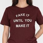 Women Wine Round Neck Regular T-Shirt, Wine, small