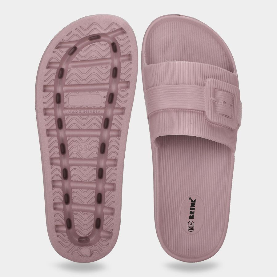 Women's Pink Slip-On Sliders Slippers, गुलाबी, large