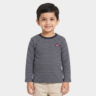 Boys Navy Blue Crew Neck Regular T-Shirt