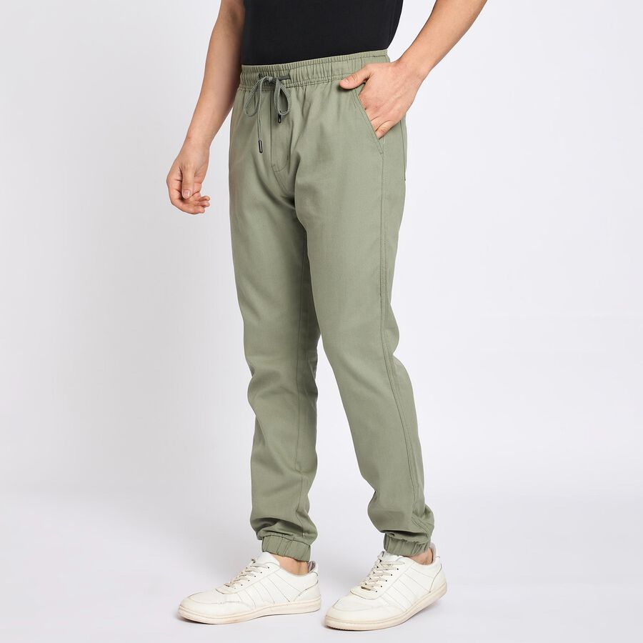 Men's 100% Cotton Slim Fit Casual Trousers, हल्का हरा, large image number null