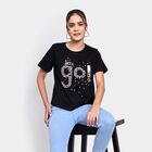 Ladies' 100% Cotton Round Neck T-Shirt , काला, small image number null