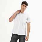 Men's White Cotton Classic Casual Shirt, White, small