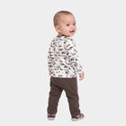 Infants' Charcoal 100% Cotton Round Neck Dinosaur Printed Baba Suit, चारकोल, small