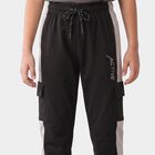 Boys Black Jogger Fit Active Print Pyjama, काला, small