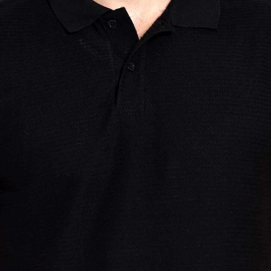 Men's 100% Cotton Collared Half Sleeves T-Shirt , काला, large image number null