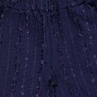 Girls' Deep Navy Blue Wide-Leg Textured Trousers, Navy Blue, small image number null