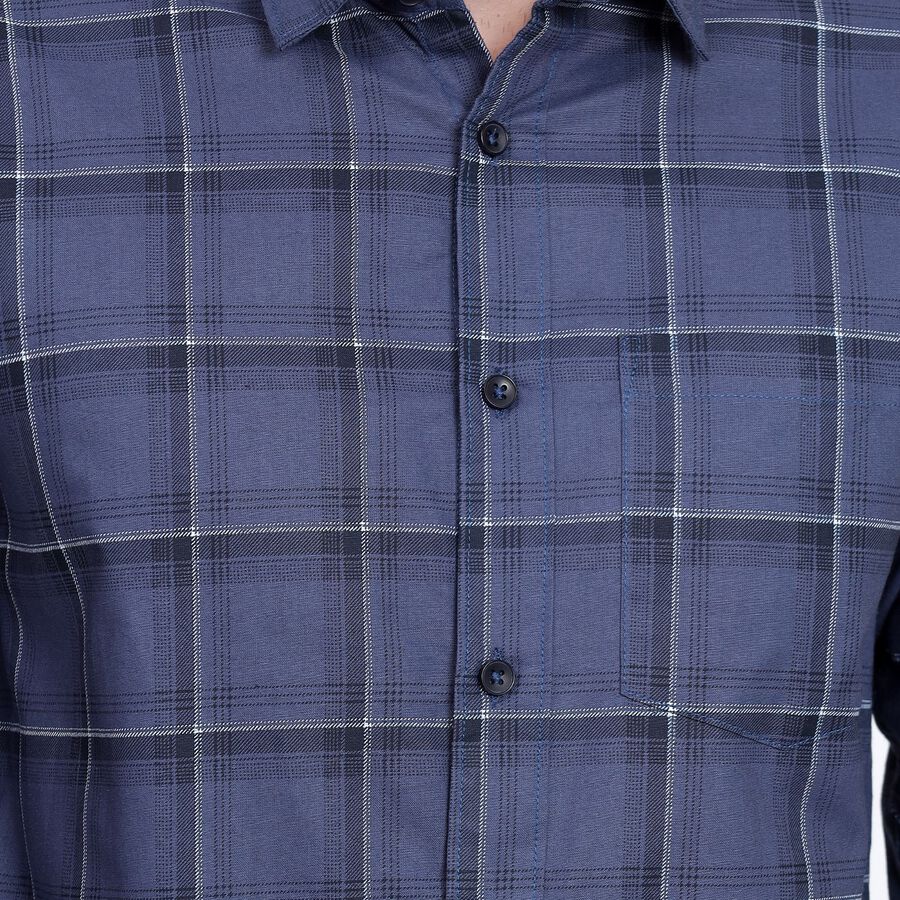 Men's 100% Cotton Casual Shirt, मध्यम नीला, large image number null