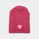 Girls' Purple Heart Detail Beanie Cap, बैंगनी, small