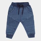 Infants Heavy Wash with Embroidery Rib Waist W Suspende Jeans, Mid Blue, small image number null