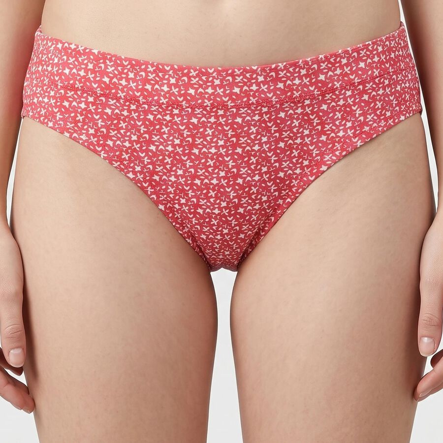 Women's Coral Mid-Rise Printed Panty, Coral, large