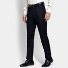 Men's Slim Fit Formal Trousers, काला, small image number null