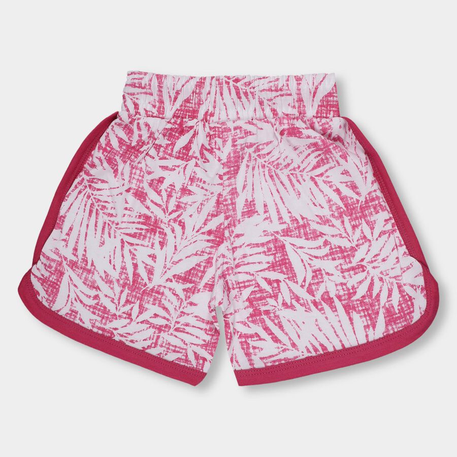 Girls' Bright Pink Printed Pull-Up Shorts, Pink, large