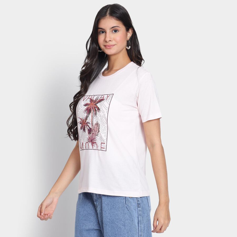 Ladies' Round Neck T-Shirt, हल्का गुलाबी, large image number null