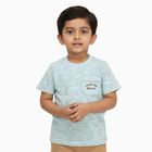 Boys Light Blue Cotton Round Neck Casual T-Shirt, एक्वा, small