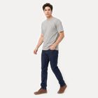 Men Grey Round Neck Regular T-Shirt, Melange Mid Grey, small
