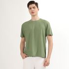 Men's Light Sage Green Round Neck Casual T-Shirt, Light Green, small