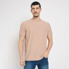 Men's Round Neck Half Sleeves T-Shirt , गुलाबी, small