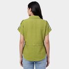 Women's Green Floral Classic Collar Casual Shirt, Light Green, small