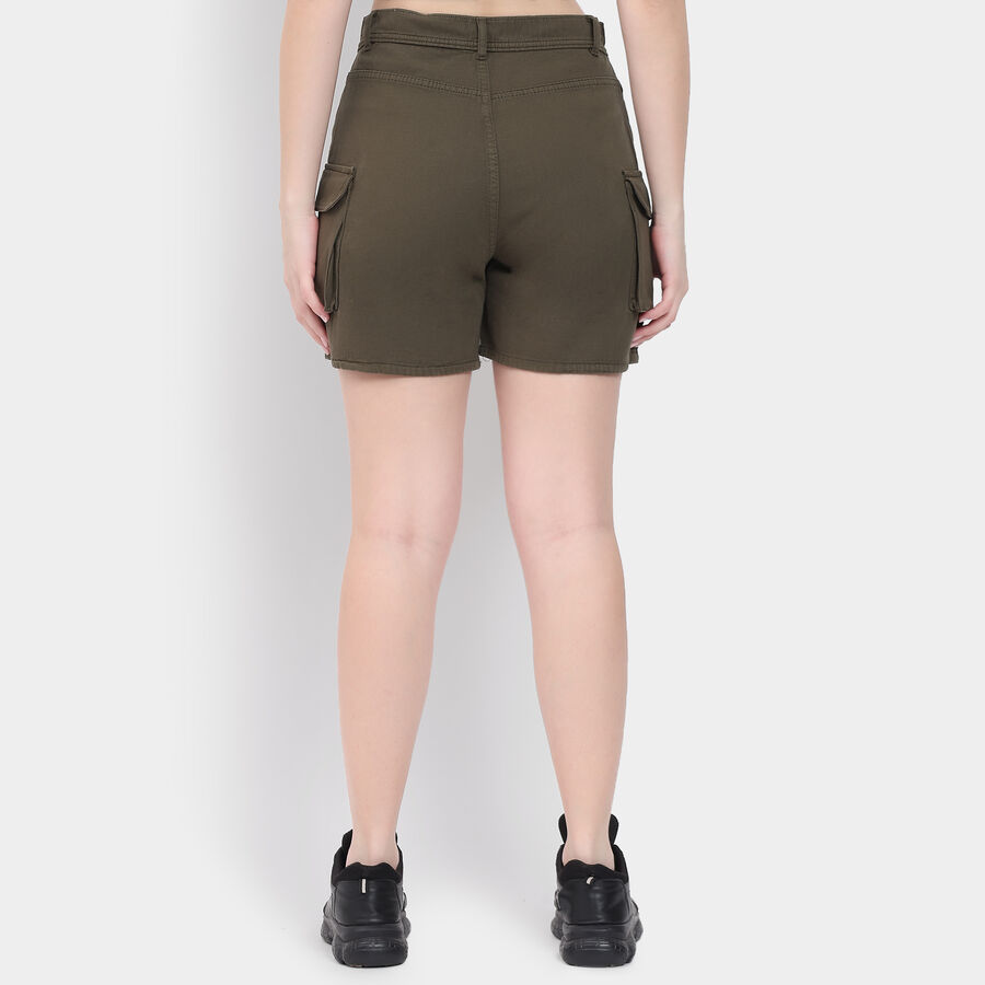 Ladies' 100% Cotton Shorts , गहरा हरा, large