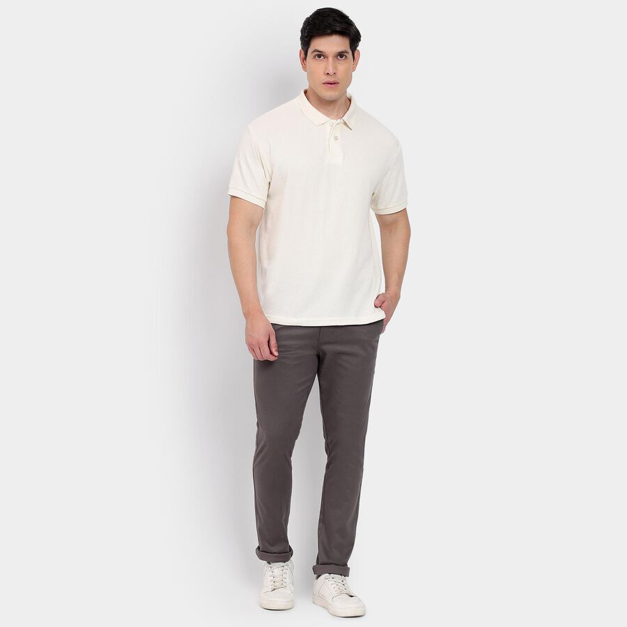 Men's Slim Fit Casual Trousers, हल्का ग्रे, large image number null