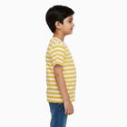 Boys Bright Yellow Cotton Round Neck Casual Half Sleeve T-Shirt, Yellow, small