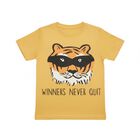 Boys Mustard Yellow Cotton Round Neck Casual T-Shirt, पीला, small image number null