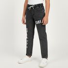 Boys' Charcoal Black Slim Fit Printed Jogger Jeans, हल्का ग्रे, small image number null