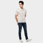 Men's White Polo Neck Printed Polo T-Shirt, White, small