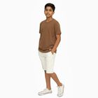 Boys Warm Brown Round Neck Casual Half Sleeve T-Shirt, Brown, small image number null