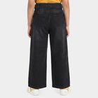 Girls Black Wide Leg Belted Jeans, Black, small