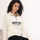 Women's Off-White High Neck Casual Sweatshirt, Off White, small image number null
