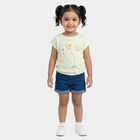 Girls Yellow Round Neck Casual T-Shirt, Yellow, small