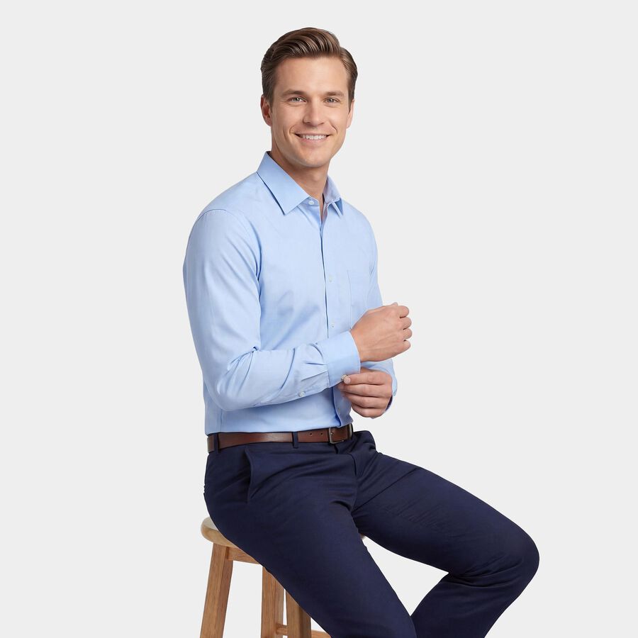 Men's Light Blue Cotton Spread Collar Formal Shirt, Light Blue, large