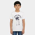 Boys White Round Neck Regular Boys T-Shirt, सफ़ेद, small