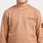 Boys Beige Crew Neck Regular T-Shirt, Beige, small